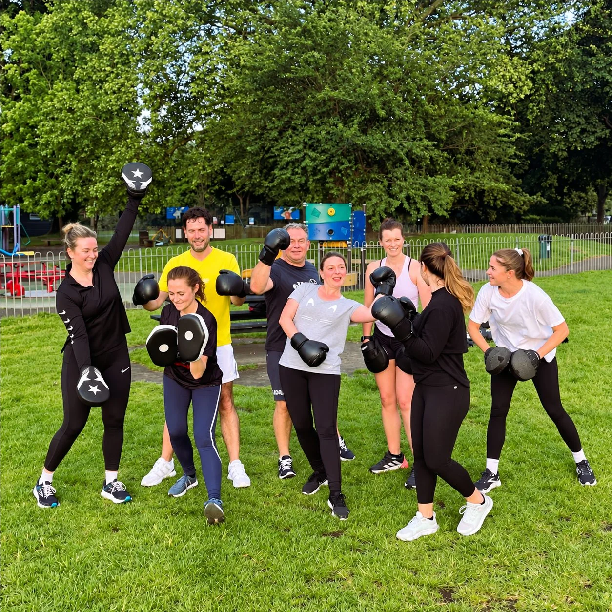 Members working together during a Putney Bootcamp boxing session